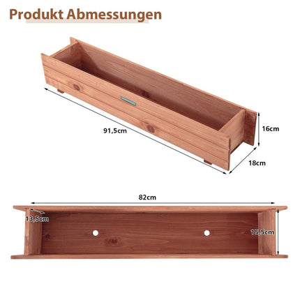 Raised garden bed planter made of fir wood for garden 91.5 x 18 x 16 cm brown