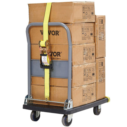 Ratchet Tie Down Straps 4-Pack, 2 x 15 ft, 5000 lb, Double J Hooks
