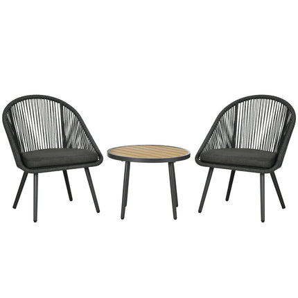 Rattan garden seat for 2 with cushions, dark grey