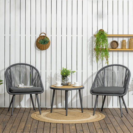 Rattan garden seat for 2 with cushions, dark grey