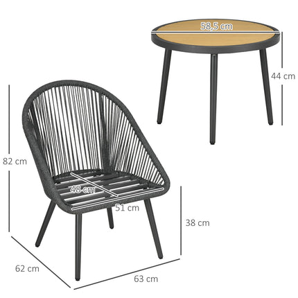 Rattan garden seat for 2 with cushions, dark grey