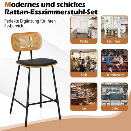 Rattan Bar Stools Set of 2, 65.5cm Seat Height