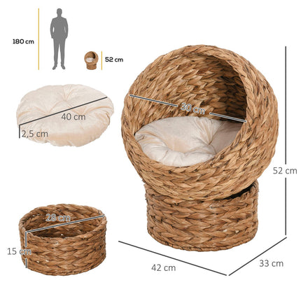 Rattan Cat Bed with Cushion - Comfortable and stylish design