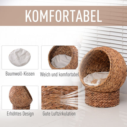 Rattan Cat Bed with Cushion - Comfortable and stylish design
