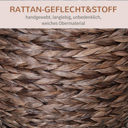 Rattan Cat Basket - Cozy Water Hyacinth Cave, Dark Brown