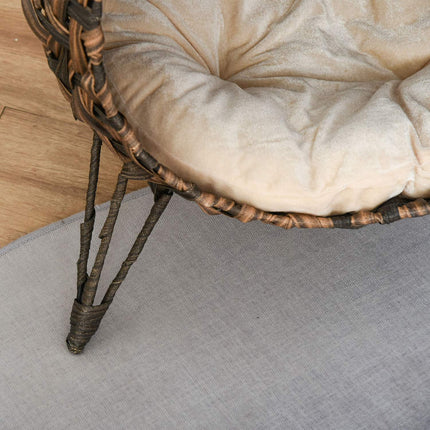 Rattan Cat Bed, raised design with pillow, brown Ø52cm