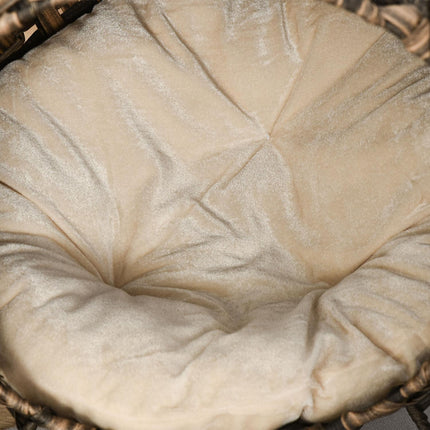 Rattan Cat Bed, raised design with pillow, brown Ø52cm