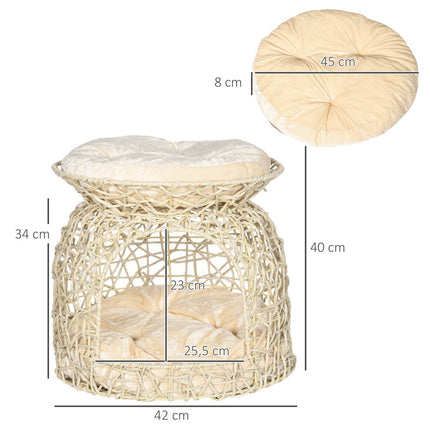 Rattan cave house with pillows, two-story house, beige