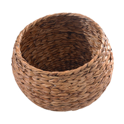 Rattan Cat Cave Bed With Cushion, Water Hyacinth, 50cm