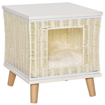 Rattan cave with pillow - natural, beige, white