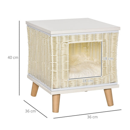 Rattan cave with pillow - natural, beige, white