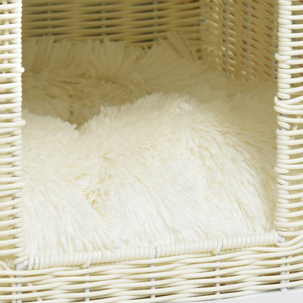 Rattan cave with pillow - natural, beige, white