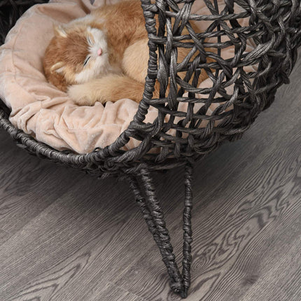 Rattan cage with cushions, raised, silver gray 52x58 cm