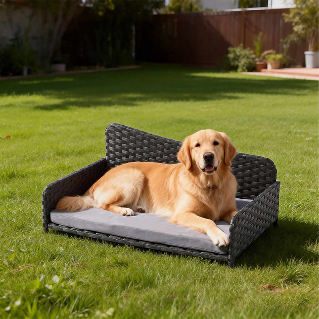Rattan Dog Bed with Cushion – Indoor/Outdoor Use