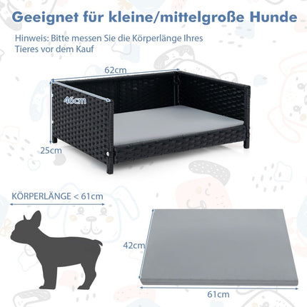 Rattan Dog Bed with Removable, Washable Cushion