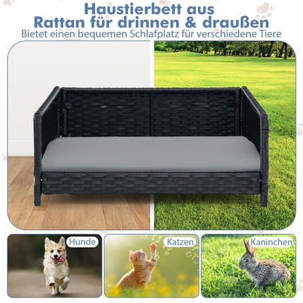 Rattan Dog Bed with Removable, Washable Cushion
