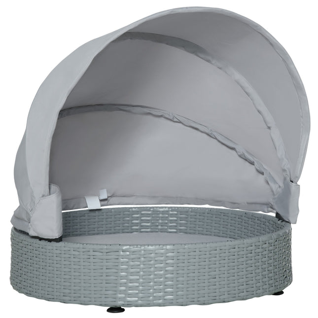 Outdoor rattan dog house with Cushion - Grey, 76x76x60 cm