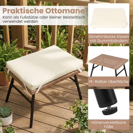 Rattan Egg Chair with Ottoman, Cushions for Indoor/Outdoor
