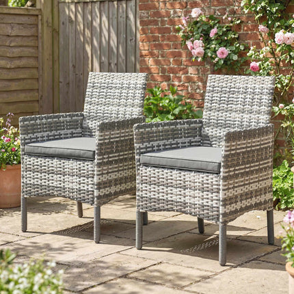 Rattan Garden Chairs Set, Grey, Cushioned, Weather-Resistant