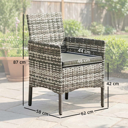 Rattan Garden Chairs Set, Grey, Cushioned, Weather-Resistant