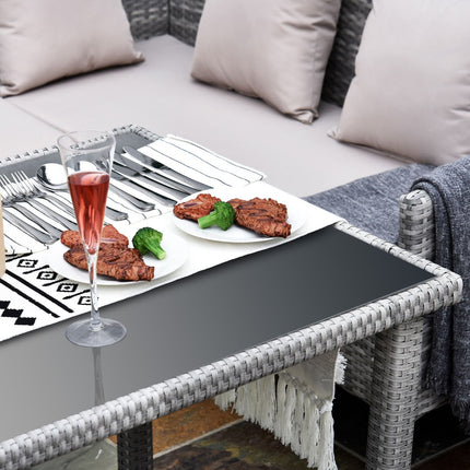 Garden furniture set in gray rattan with footstool, 134x60x75cm