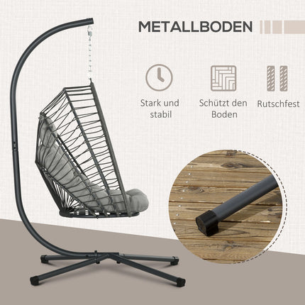 Rattan hanging chair with cushion - indoor/outdoor use