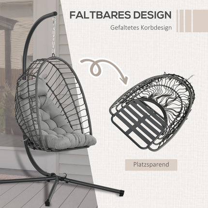 Rattan hanging chair with cushion - indoor/outdoor use