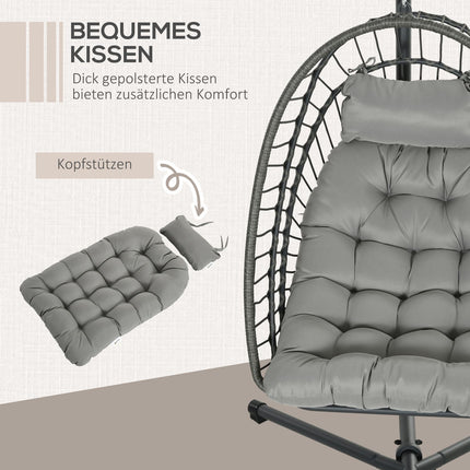 Rattan hanging chair with cushion - indoor/outdoor use