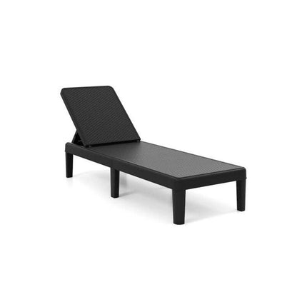 Rattan-Look Sun Lounger with 4-Position Backrest, Black, Up to 150 kg