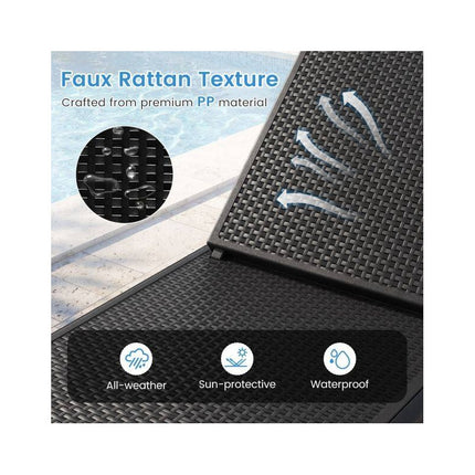 Rattan-Look Sun Lounger with 4-Position Backrest, Black, Up to 150 kg