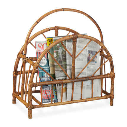 Rattan Newspaper Rack – 2 Compartments, Natural Charm