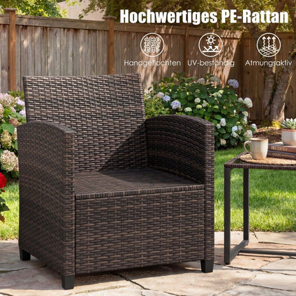 Rattan Outdoor Balcony Set with Cushions and Glass Table