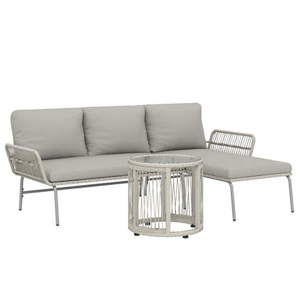 Rattan Outdoor Furniture Set, Weatherproof, Light Grey