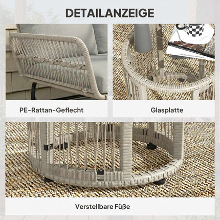 Rattan Outdoor Furniture Set, Weatherproof, Light Grey