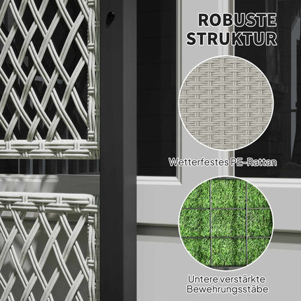 Rattan Raised Planter with Trellis, 90x35x148cm, Grey