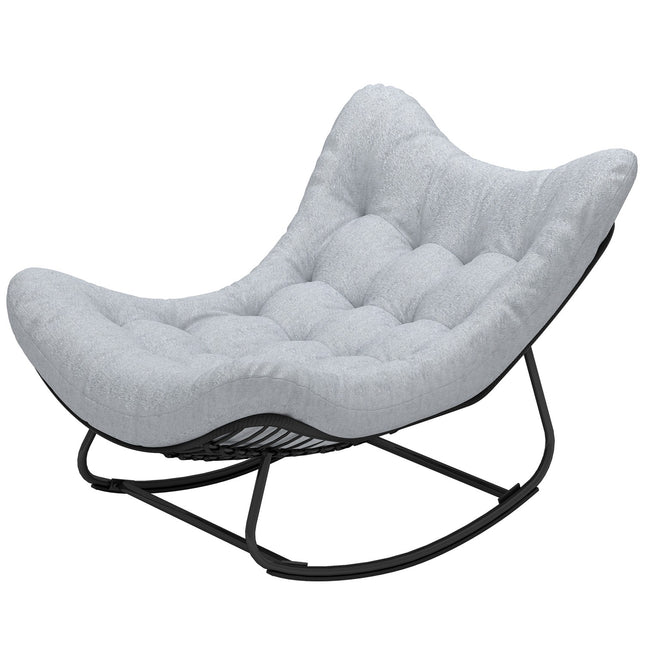 Rattan Rocking Garden Bench with steel frame and cushion