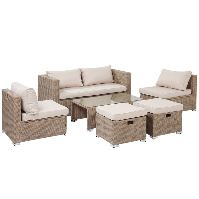 6-piece rattan garden seating set with coffee table