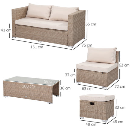 6-piece rattan garden seating set with coffee table