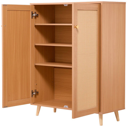 Rattan Shoe Cabinet, 5-Tier, 2 Doors, Adjustable Shelves
