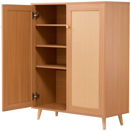 Rattan Shoe Cabinet, 5-Tier, 2 Doors, Adjustable Shelves