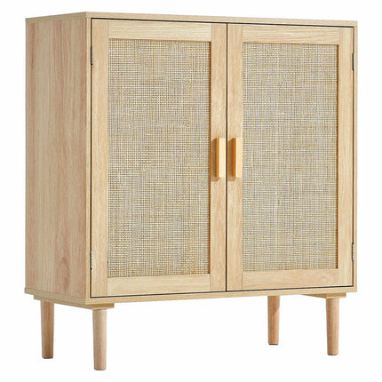 Rattan Storage Cabinet – 2 Magnetic Doors, Adjustable Shelves