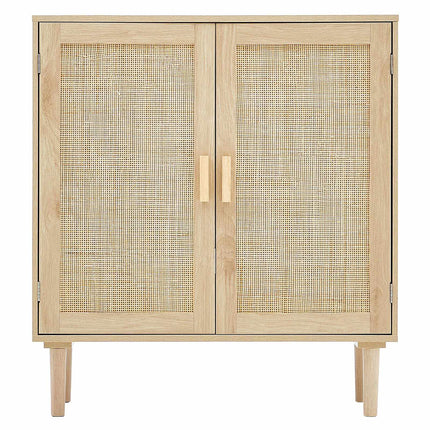 Rattan Storage Cabinet – 2 Magnetic Doors, Adjustable Shelves