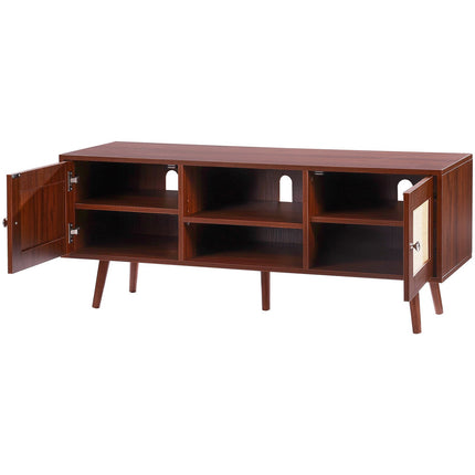 Rattan TV Stand for 55-Inch TV, Adjustable Shelf