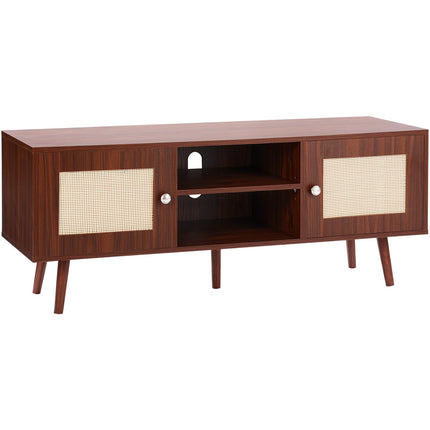 Rattan TV Stand for 55-Inch TV, Adjustable Shelf