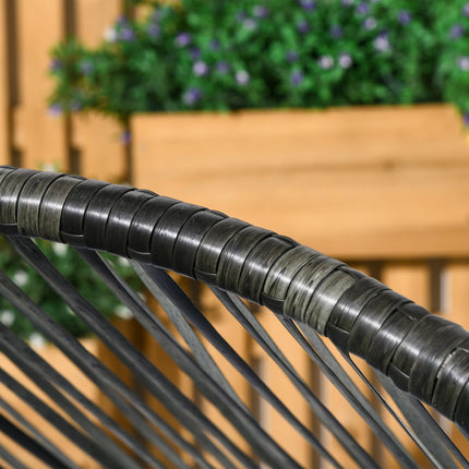 Gray Rattan Egg Chair with Cushion, 120 kg Capacity