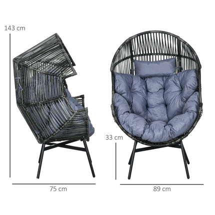 Gray Rattan Egg Chair with Cushion, 120 kg Capacity