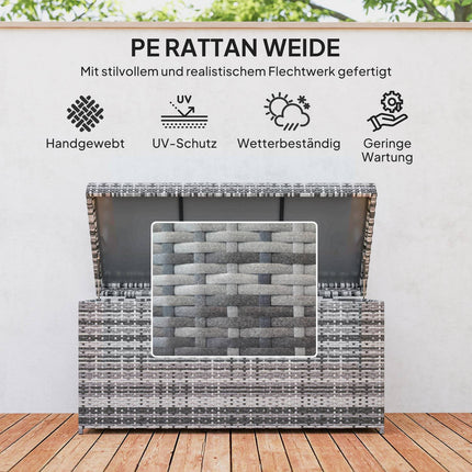 Rattan Storage Box, 380L, Weatherproof, Dark Grey