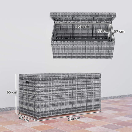 Rattan Storage Box, 380L, Weatherproof, Dark Grey