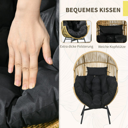 Egg-shaped wicker chair with cushion, capacity 120 kg