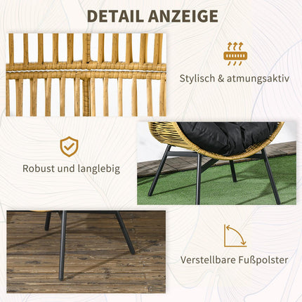 Egg-shaped wicker chair with cushion, capacity 120 kg